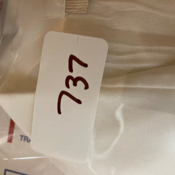 Womens Vintage Notations Crinkle Bow Bead Button Shirt Bell Sleeve M White - Picture 9 of 9